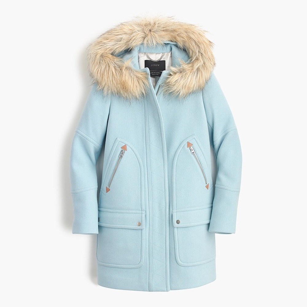 J. Crew Chateau Parka in Stadium-Cloth Wool in Vintage Sky